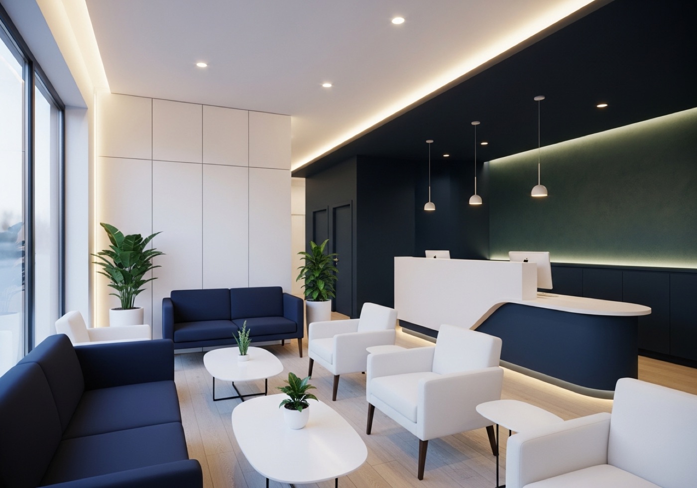 The clean, modern reception area of the Galway denture clinic